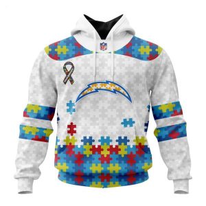 Custom Name And Number NFL Los Angeles Chargers Special Autism Awareness Design Hoodie