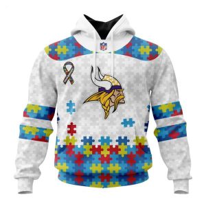 Custom Name And Number NFL Minnesota Vikings Special Autism Awareness Design Hoodie