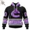 NHL Vancouver Canucks Special Black And Lavender Hockey Fight Cancer Design Personalized Hoodie