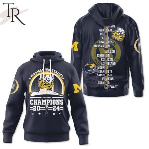 National Champions 2024 Mascot Design Michigan Wolverines Hoodie – Blue